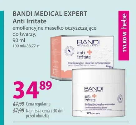 Emoliencyjne masełko oczyszczające do twarzy BANDI MEDICAL EXPERT Anti Irritate promocja w Hebe