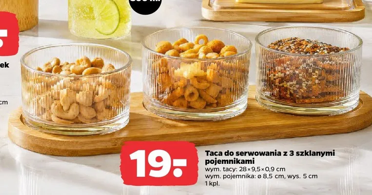 Taca do serwowania z 3 szklanymi pojemnikami promocja w Netto