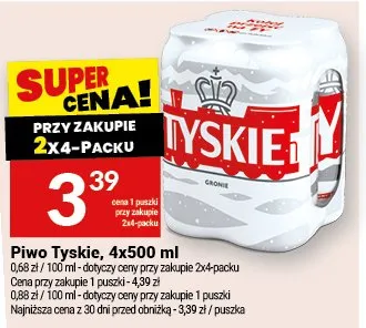 Piwo Tyskie, 4x500 ml promocja w Twój Market