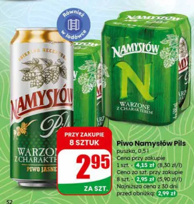 Piwo Namysłów Pils puszka promocja w Dino