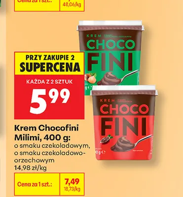 Krem o smaku czekoladowym Chocofini Milimi promocja w Biedronka