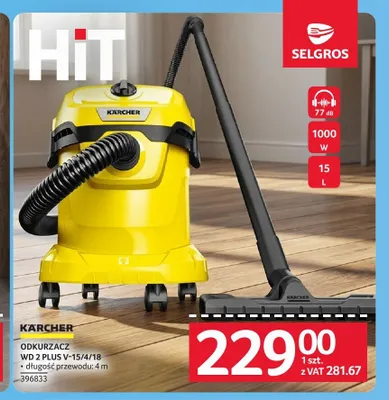 Odkurzacz Kärcher WD 2 PLUS V-15/4/18 promocja w Selgros