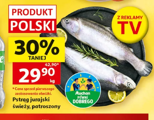 Pstrąg jurajski świeży patroszony promocja w Auchan