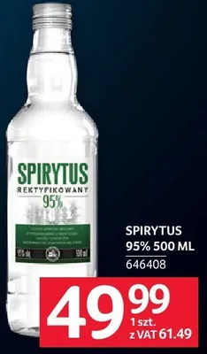 Wódka Spirytus 95% 500ML promocja w Selgros