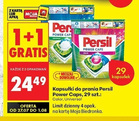 Kapsułki do prania Persil Power Caps Color promocja w Biedronka