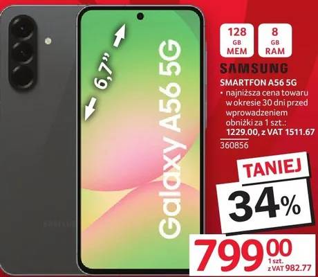 Smartfon SAMSUNG A56 5G promocja w Selgros