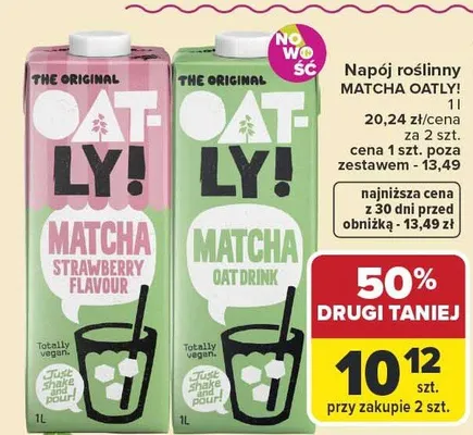 Napój roślinny matcha oat drink Oatly! promocja w Carrefour Market