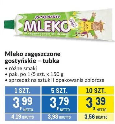 Mleko zagęszczone gostyńskie - tubka promocja w Makro