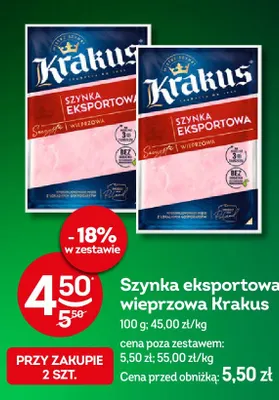 Szynka eksportowa wieprzowa Krakus promocja w Żabka