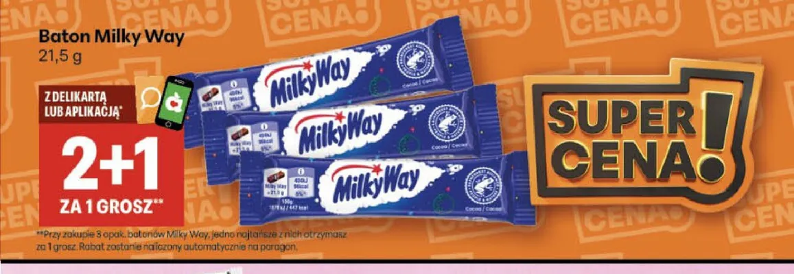 Baton Milky Way promocja w Delikatesy Centrum