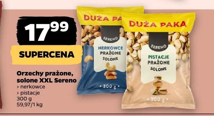 Pistacje prażone solone XXL Sereno promocja w Netto