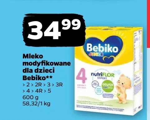 Mleko modyfikowane dla dzieci Bebiko Junior 4 promocja w Netto