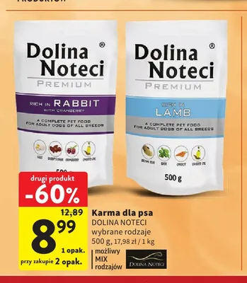 Karma dla psa Dolina Noteci Premium Rich in Rabbit z żurawiną promocja w Intermarche