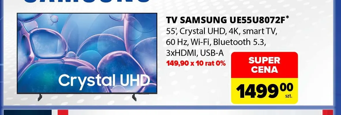 Telewizor Samsung UE55U8072F 55" Crystal UHD 4K promocja w Carrefour