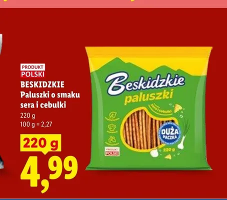 Paluszki o smaku sera i cebulki Beskidzkie promocja w Lidl