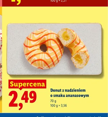Donut z nadzieniem o smaku ananasowym Cukiernia Lidla promocja w Lidl