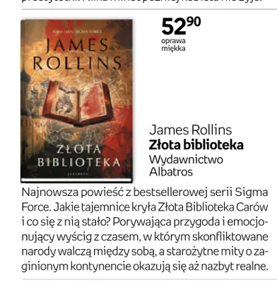 Książka Złota biblioteka James Rollins promocja w Empik