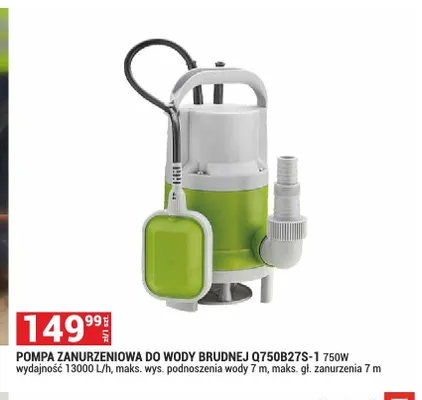 Pompa zanurzeniowa do wody brudnej promocja w Merkury Market