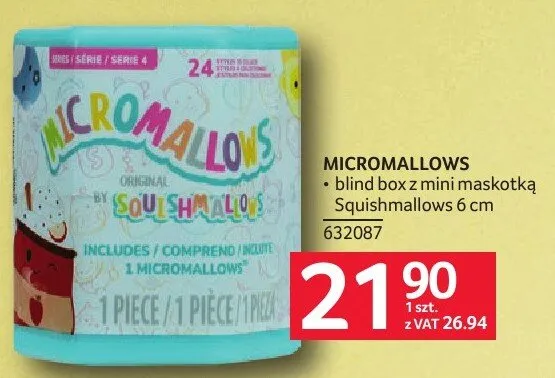 Zabawka MICROMALLOWS + blind box z mini maskoką Squichmallows 6 cm 632087 promocja w Selgros