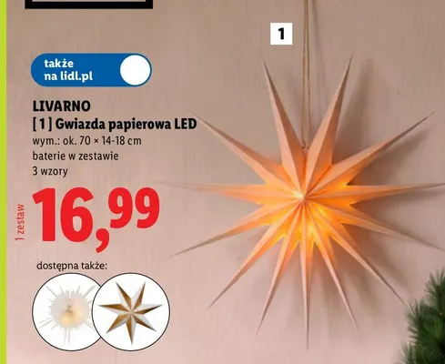 Gwiazda papierowa LED Livarno promocja w Lidl
