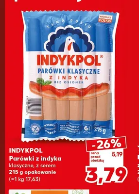 Parówki z indyka z serem Indykpol promocja w Kaufland