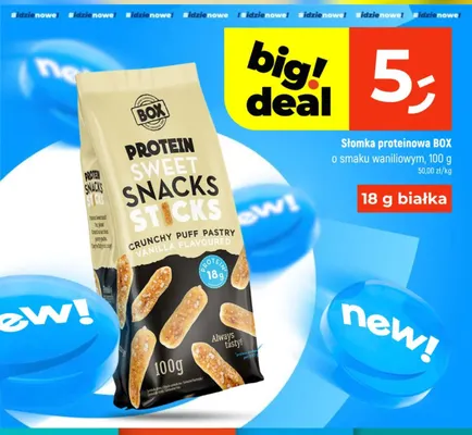 Słomka proteinowa BOX o smaku waniliowym promocja w Dealz
