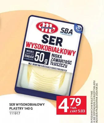 Ser wysokobiałkowy w plastrach SBA Mlekovita promocja w Selgros