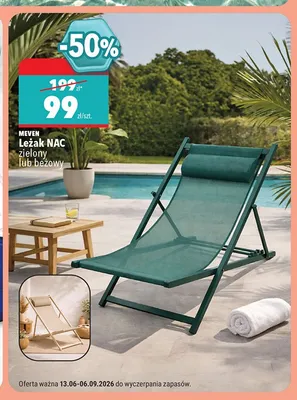 Leżak NAC Meven beżowy promocja w Biedronka