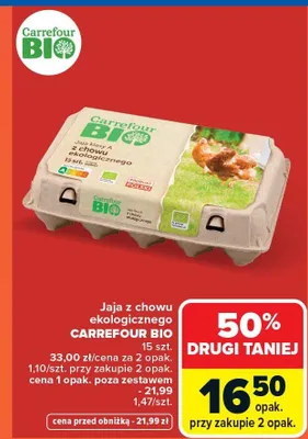 Jaja z chowu ekologicznego promocja w Carrefour Market
