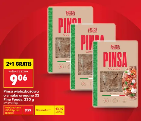 Pinsa wielozbożowa o smaku oregano 33 Fine Foods promocja w Biedronka