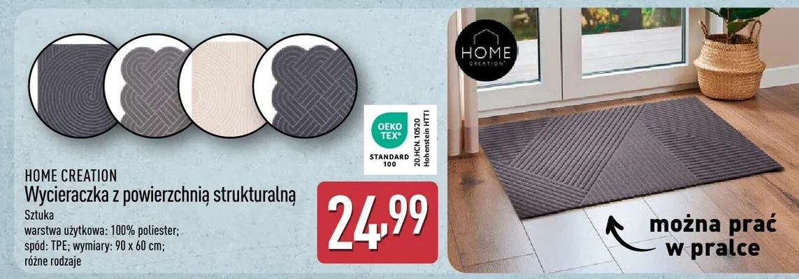 Wycieraczka z powierzchnią strukturalną 90x60 cm promocja w Aldi