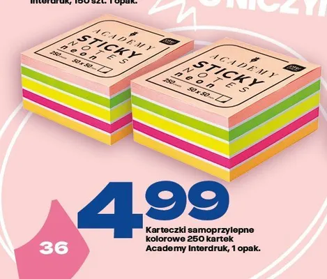 Karteczki samoprzylepne kolorowe 250 kartek Academy Interdruk promocja w Twój Market