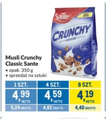 Musli Crunchy Classic Sante promocja w Makro