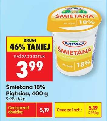 Śmietana 18% 400 g promocja w Biedronka