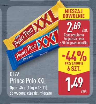 Wafelek Prince Polo XXL Mleczne Olza promocja w Aldi