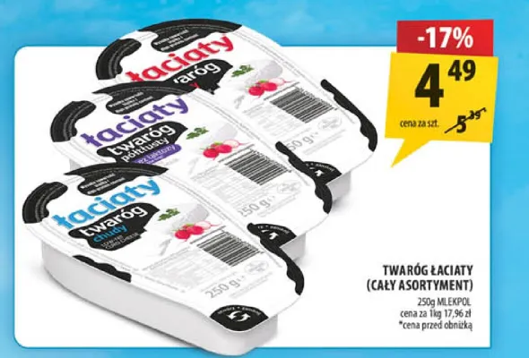 Twaróg Łaciaty chudy Mlekpol promocja w Arhelan