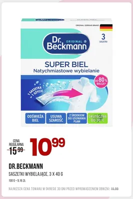Szaszetki wybielające Dr. Beckmann Super Biel 3-pak 40 g promocja w Drogerie Natura