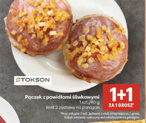Pączek z powidłami śliwkowymi Stokson promocja w Delikatesy Centrum