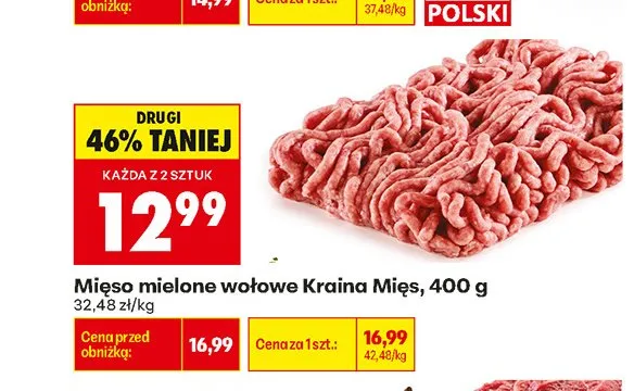Mięso mielone wołowe Kraina Mięs promocja w Biedronka