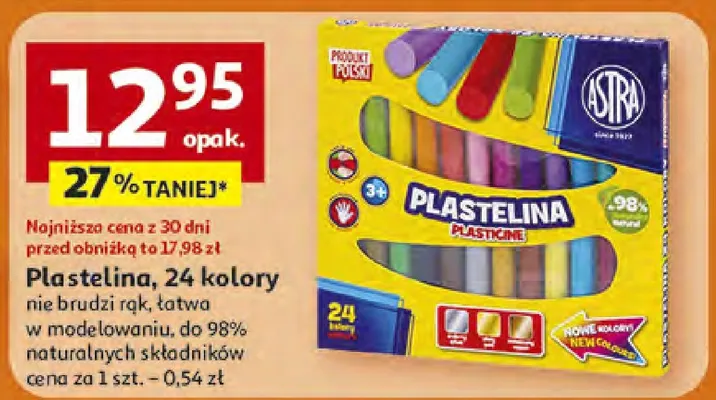 Plastelina, 24 kolory promocja w Auchan
