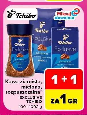 Kawa ziarnista, mielona, rozpuszczalna Exclusive Tchibo promocja w Carrefour