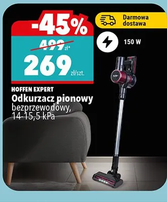 Odkurzacz pionowy bezprzewodowy Hoffen Expert 150W 14-15,5kPa promocja w Biedronka