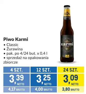 Piwo Karmi Classic promocja w Makro