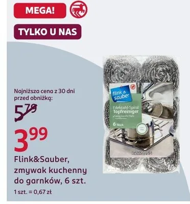 Zmywak kuchenny do garnków Flink&Sauber 6szt promocja w Rossmann