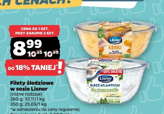 Filety śledziowe w sosie bez konserwantów Lisner promocja w Netto