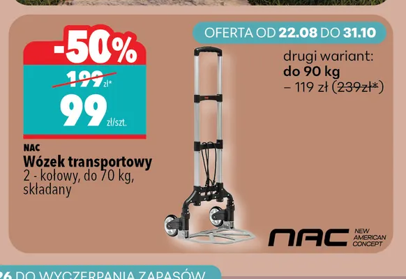 Wózek transportowy Nac do 90 kg promocja w Biedronka Home
