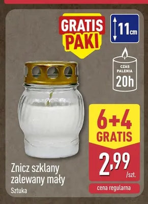 Znicz szklany zalewany mały promocja w Aldi