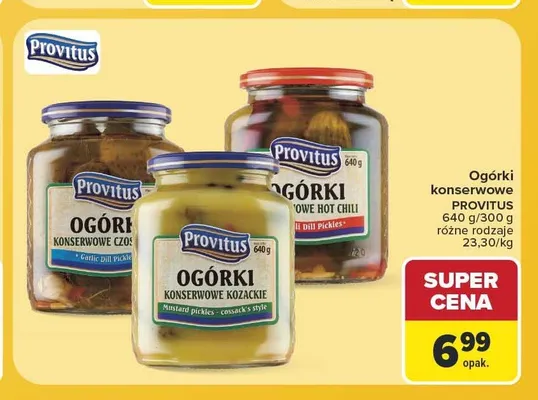 Ogórki konserwowe kozackie Provitus promocja w Carrefour