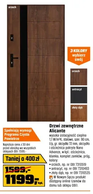 Drzwi zewnętrzne Alicante szer. 90cm promocja w OBI
