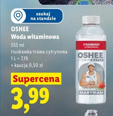 Woda witaminowa Oshee truskawka-trawa cytrynowa promocja w Lidl